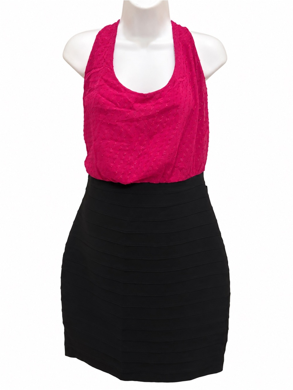 Express Pink Black Bodycon Dress Size L NWT